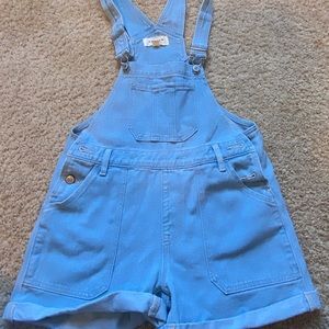 Pacsun light wash overall shorts